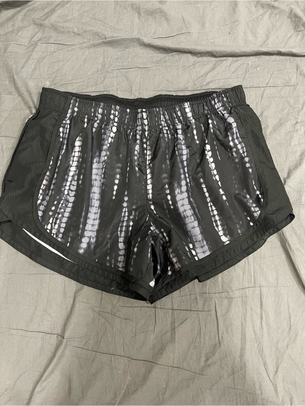 Athletic Works Black and White Tie-Dye Athletic Shorts